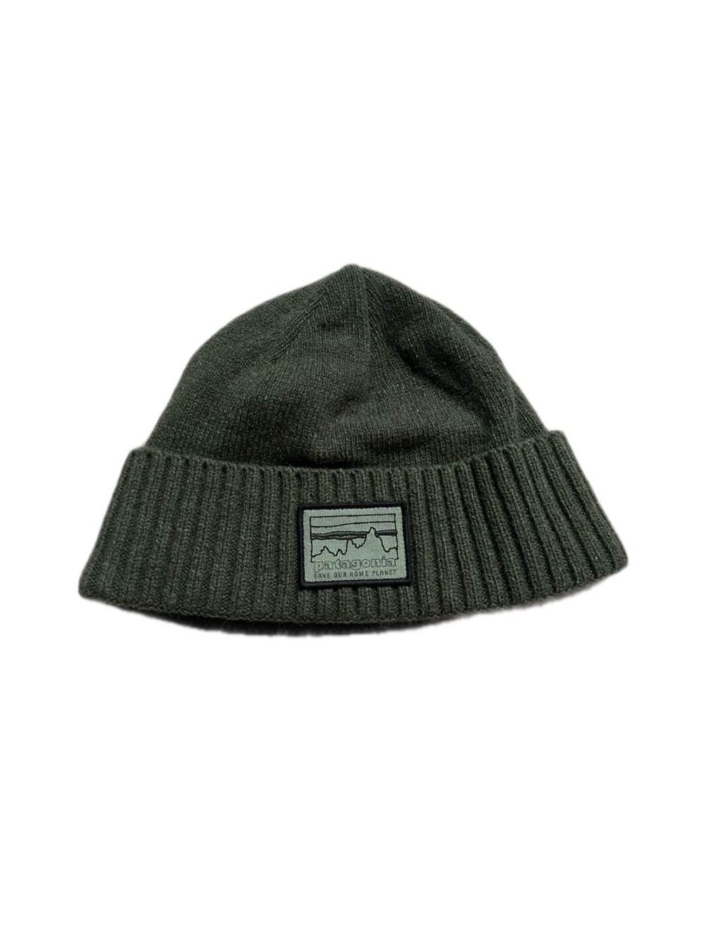 Patagonia Olive Green Ribbed Cuff Beanie